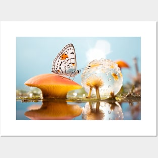 Butterfly Mushroom Nature Serene Peace Posters and Art